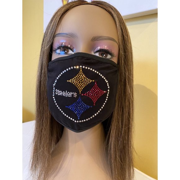Pittsburgh Steelers Bling Rhinestone Face Mask Front Logo - Picture 2 of 10